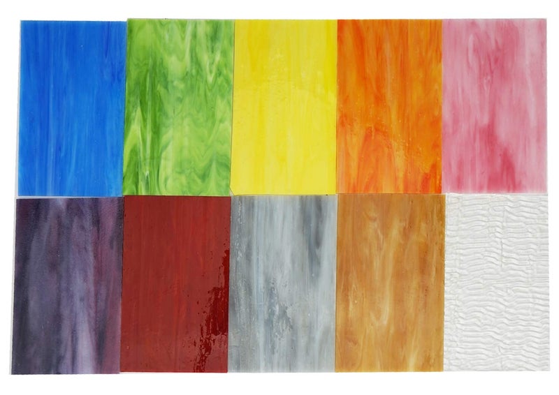 Lanyaniï¼ˆ10 Sheetsï¼‰Variety Stained Glass Sheets 4 x 6 inch Opal Art Glass Pack Tiffany Glass, Mixed Textures - Image 3